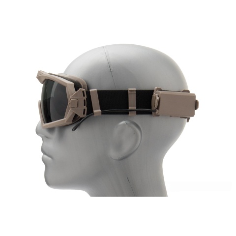 G-Force Full Seal Airsoft Goggles w/ Built-In Fan [Smoke/Clear Lens] - TAN
