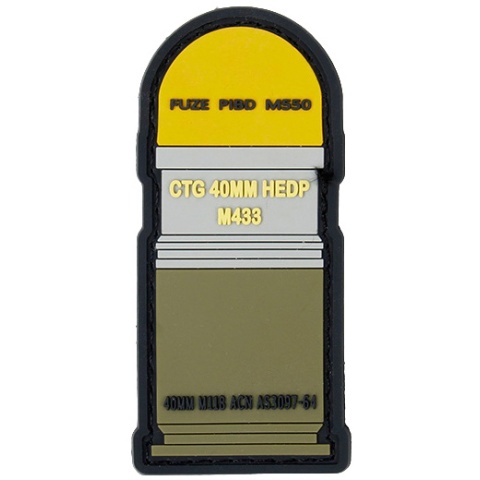 G-Force M433 Grenade Shell PVC Morale Patch - YELLOW / GREEN