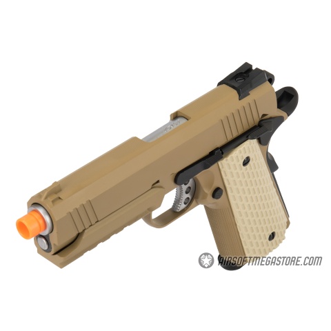 WE Tech Kimber Style 1911 Gas Blowback Airsoft Pistol - TAN