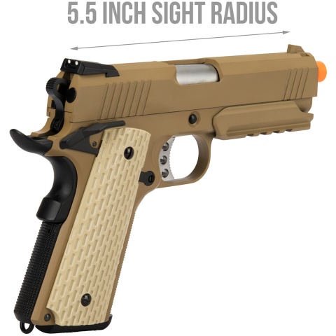 WE Tech Kimber Style 1911 Gas Blowback Airsoft Pistol - TAN