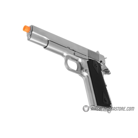 WE Tech 1911 MEU Airsoft Gas Blowback Pistol w/ Classic Grips - SILVER