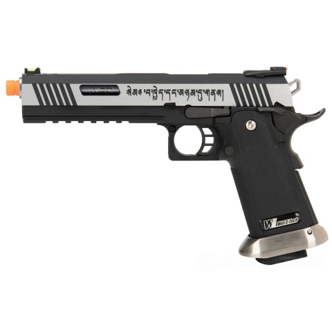 WE Tech 1911 Hi-Capa T-Rex Competition Gas Blowback Airsoft Pistol w/ Sight Mount & Top Ports [Tibetan Version] - TWO TONE / SILVER