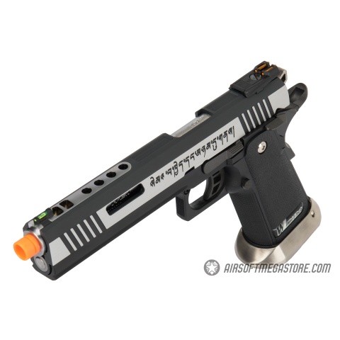WE Tech 1911 Hi-Capa T-Rex Competition Gas Blowback Airsoft Pistol w/ Sight Mount & Top Ports [Tibetan Version] - TWO TONE / SILVER