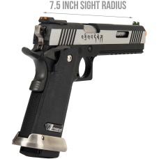 WE Tech 1911 Hi-Capa T-Rex Competition Gas Blowback Airsoft Pistol w/ Sight Mount & Top Ports [Tibetan Version] - TWO TONE / SILVER