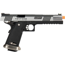 WE Tech 1911 Hi-Capa T-Rex Competition Gas Blowback Airsoft Pistol w/ Sight Mount & Top Ports [Tibetan Version] - TWO TONE / SILVER