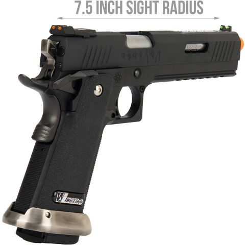 WE Tech 1911 Hi-Capa T-Rex Competition Gas Blowback Airsoft Pistol w/ Sight Mount & Top Ports [Tibetan Version] - BLACK / SILVER