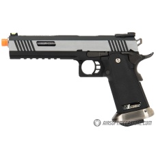 WE Tech 1911 Hi-Capa T-Rex Competition Gas Blowback Airsoft Pistol w/ Sight Mount & Top Ports - TWO TONE / SILVER