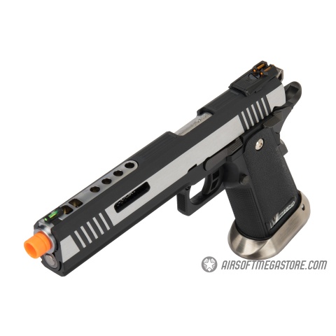 WE Tech 1911 Hi-Capa T-Rex Competition Gas Blowback Airsoft Pistol w/ Sight Mount & Top Ports - TWO TONE / SILVER