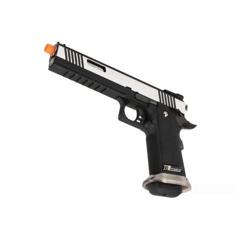 WE Tech 1911 Hi-Capa T-Rex Competition Gas Blowback Airsoft Pistol w/ Sight Mount & Top Ports - TWO TONE / SILVER