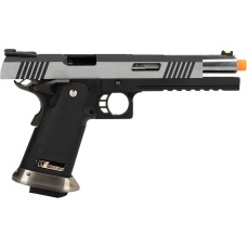 WE Tech 1911 Hi-Capa T-Rex Competition Gas Blowback Airsoft Pistol w/ Sight Mount & Top Ports - TWO TONE / SILVER