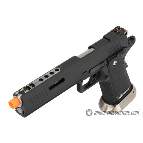 WE Tech 1911 Hi-Capa T-Rex Competition Gas Blowback Airsoft Pistol w/ Sight Mount - BLACK / SILVER