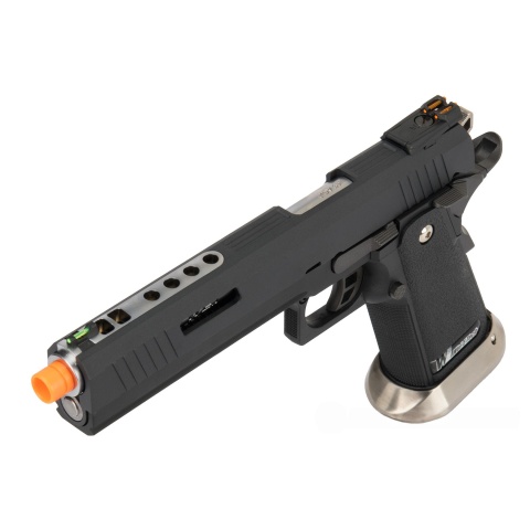 WE Tech 1911 Hi-Capa T-Rex Competition Gas Blowback Airsoft Pistol w/ Sight Mount - BLACK / SILVER