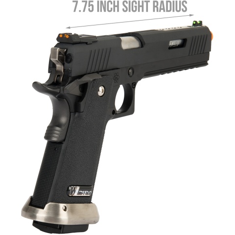 WE Tech 1911 Hi-Capa T-Rex Competition Gas Blowback Airsoft Pistol w/ Sight Mount - BLACK / SILVER