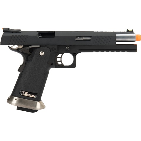 WE Tech 1911 Hi-Capa T-Rex Competition Gas Blowback Airsoft Pistol w/ Sight Mount - BLACK / SILVER