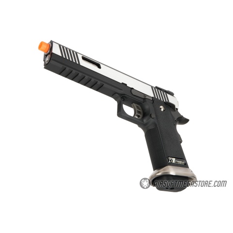 WE Tech 1911 Hi-Capa T-Rex Competition Gas Blowback Airsoft Pistol w/ Sight Mount - TWO TONE / SILVER