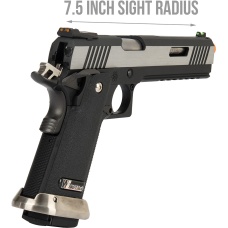 WE Tech 1911 Hi-Capa T-Rex Competition Gas Blowback Airsoft Pistol w/ Sight Mount - TWO TONE / SILVER