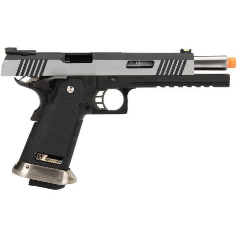 WE Tech 1911 Hi-Capa T-Rex Competition Gas Blowback Airsoft Pistol w/ Sight Mount - TWO TONE / SILVER