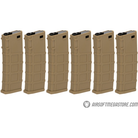 Lonex 30rd Low Capacity M4 AEG Polymer Airsoft Magazine [Pack of 6] - TAN