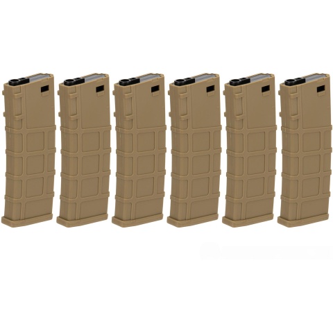Lonex 30rd Low Capacity M4 AEG Polymer Airsoft Magazine [Pack of 6] - TAN
