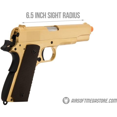WE Tech 1911 A1 Gold Plated Airsoft Gas Blowback Pistol - GOLD