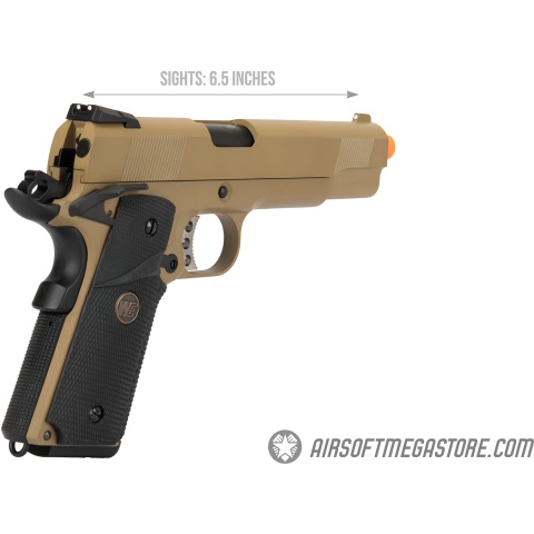 WE Tech 1911 Full Metal MEU Airsoft Gas Blowback Pistol - TAN