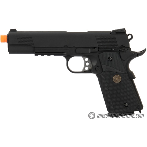 WE Tech 1911 Full Metal MEU Airsoft Gas Blowback Pistol w/ Picatinny Rail - BLACK