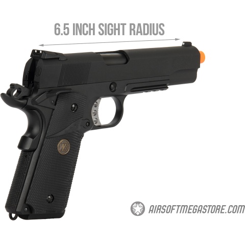 WE Tech 1911 Full Metal MEU Airsoft Gas Blowback Pistol w/ Picatinny Rail - BLACK