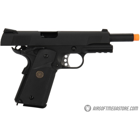 WE Tech 1911 Full Metal MEU Airsoft Gas Blowback Pistol w/ Picatinny Rail - BLACK