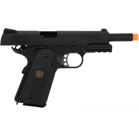 WE Tech 1911 Full Metal MEU Airsoft Gas Blowback Pistol w/ Picatinny Rail - BLACK