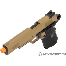 WE Tech 1911 Full Metal MEU Airsoft Gas Blowback Pistol w/ Picatinny Rail - TAN