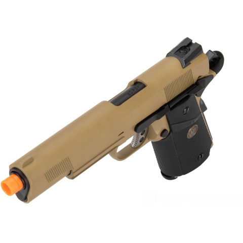WE Tech 1911 Full Metal MEU Airsoft Gas Blowback Pistol w/ Picatinny Rail - TAN