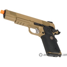 WE Tech 1911 Full Metal MEU Airsoft Gas Blowback Pistol w/ Picatinny Rail - TAN