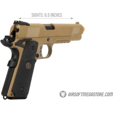 WE Tech 1911 Full Metal MEU Airsoft Gas Blowback Pistol w/ Picatinny Rail - TAN