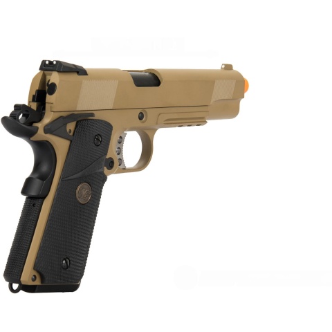 WE Tech 1911 Full Metal MEU Airsoft Gas Blowback Pistol w/ Picatinny Rail - TAN