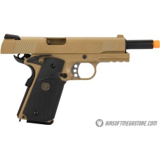 WE Tech 1911 Full Metal MEU Airsoft Gas Blowback Pistol w/ Picatinny Rail - TAN