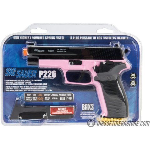 Sig Sauer P226 Spring Airsoft Pistol w/ Spare Magazine - BLACK / PINK - DISCONTINUED