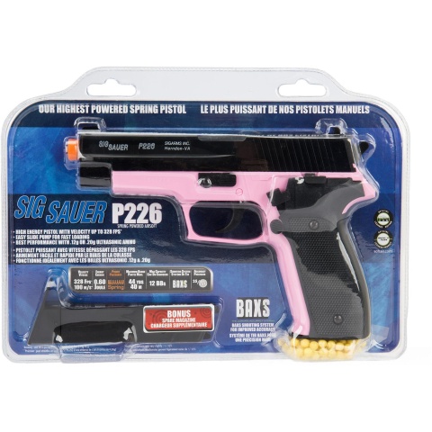 Sig Sauer P226 Spring Airsoft Pistol w/ Spare Magazine - BLACK / PINK - DISCONTINUED