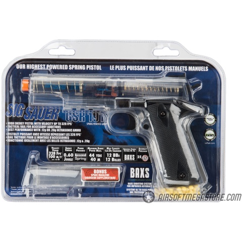 Sig Sauer GSR 1911 Spring Airsoft Pistol w/ Spare Magazine - BLACK / CLEAR