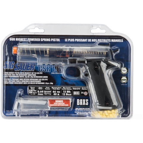 Sig Sauer GSR 1911 Spring Airsoft Pistol w/ Spare Magazine - BLACK / CLEAR