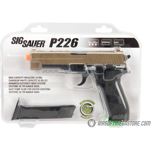 Sig Sauer P226 Spring Airsoft Pistol - DARK EARTH / CLEAR