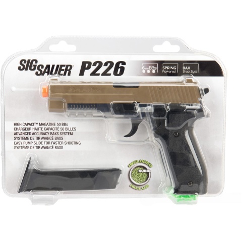 Sig Sauer P226 Spring Airsoft Pistol - DARK EARTH / CLEAR
