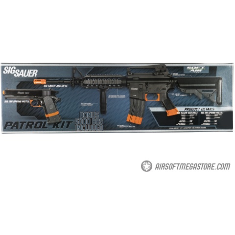 Sig Sauer Patrol  Airsoft Gun Kit with M4 AEG Rifle and pistol and 5000 rounds of BBs - BLACK / ORANGE - DISCONTINUED