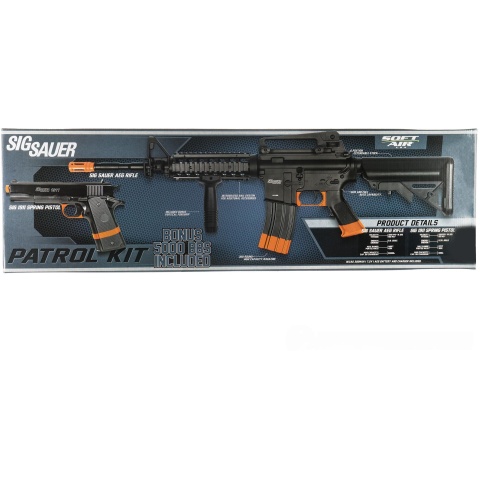 Sig Sauer Patrol  Airsoft Gun Kit with M4 AEG Rifle and pistol and 5000 rounds of BBs - BLACK / ORANGE - DISCONTINUED