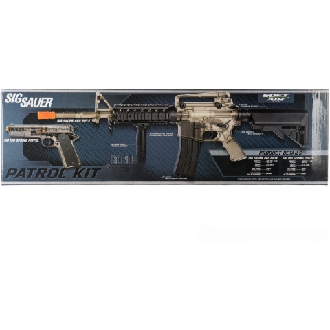 Sig Sauer Patrol  Airsoft Gun Kit with M4 AEG Rifle and Pistol and 5000 Rounds of BBs - See through - DISCONTINUED