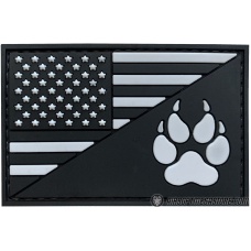 G-Force American Flag and K9 Paw PVC Morale Patch - BLACK