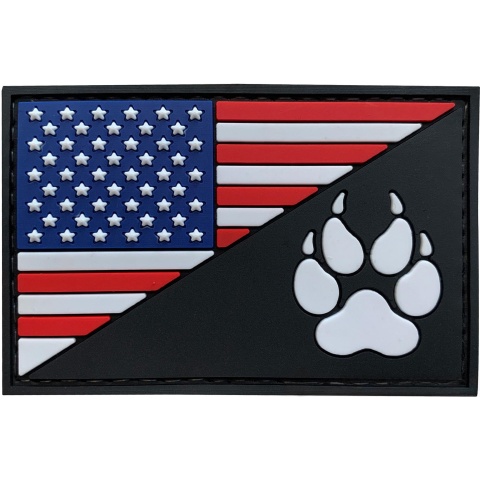G-Force American Flag and K9 Paw PVC Morale Patch - RED / WHITE / BLUE / BLACK