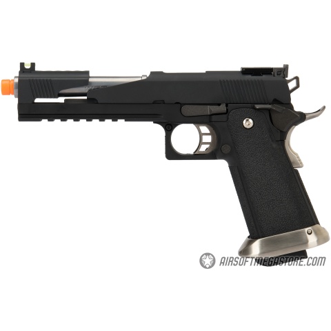 WE-Tech 1911 Hi-Capa T-Rex Competition Gas Blowback Airsoft Pistol w/ Top Ports (Color: Black & Silver)