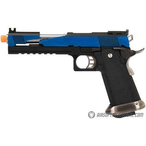WE Tech 1911 Hi-Capa T-Rex Competition Gas Blowback Airsoft Pistol w/ Top Ports - BLUE / SILVER