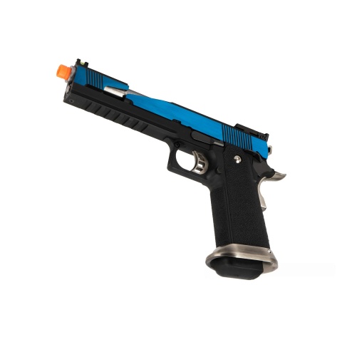 WE Tech 1911 Hi-Capa T-Rex Competition Gas Blowback Airsoft Pistol w/ Top Ports - BLUE / SILVER