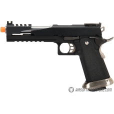 WE Tech 1911 Hi-Capa T-Rex Competition Gas Blowback Airsoft Pistol w/ Top Vent - BLACK / SILVER
